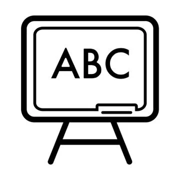 School board vector icon. Black and white illustration of The alphabet. Outline Stock Illustration