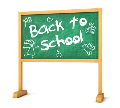 School board with the words Back to School. Isolated on white background. 3d  Stock Illustration