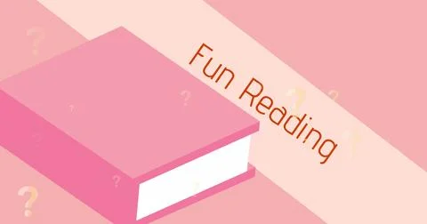 School book lying on pink surface, titled Fun Reading Stock Photos