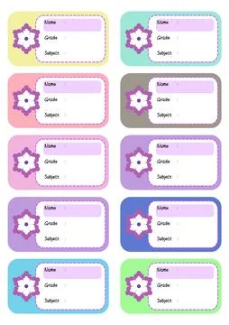 School book name tags Stock Illustration