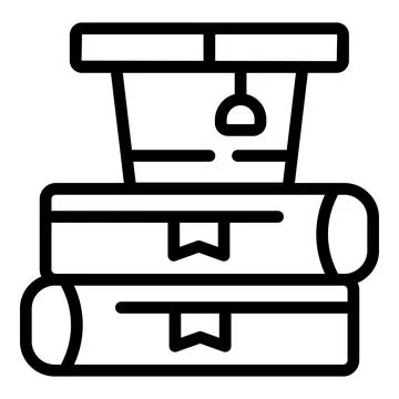 School book stack icon outline vector. Child learning Illustrazione stock
