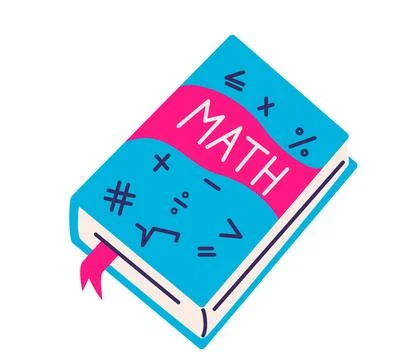 School book vector illustration. Math school book with bookmark and mathematics Stock Illustration