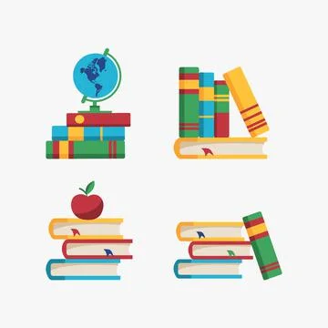 School books elements set in vector Illustrazione stock