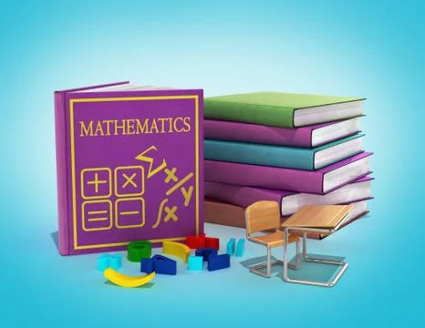 School books on mathematics 3d render on gradient Stock Illustration