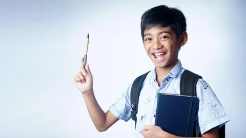 School Boy with back pack Foto stock