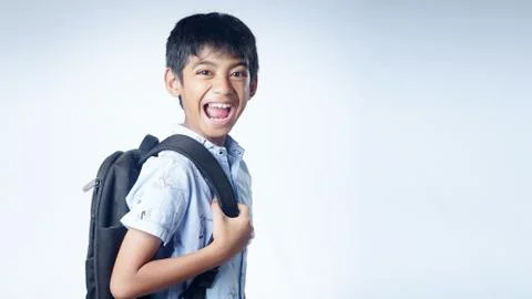 School Boy with back pack Stock Photos