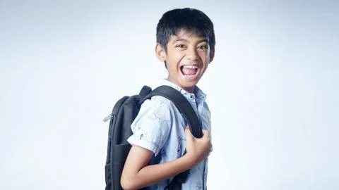 School Boy with back pack Stock Photos