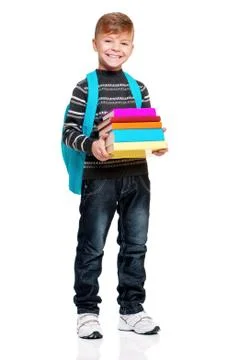 School boy with backpack Stock Photos