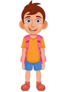 School boy with backpacks Stock Illustration