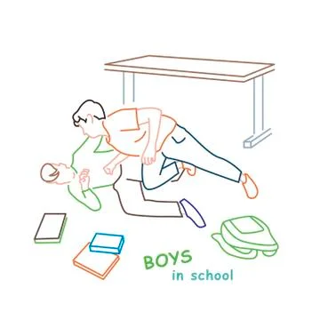 School Boy Behavior Stock Illustration