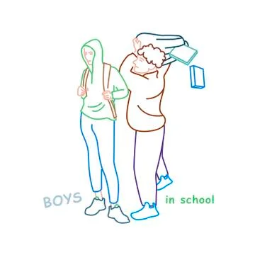 School Boy Behavior Stock Illustration