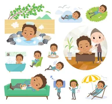 School boy Black relax Illustrazione stock