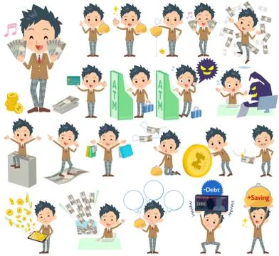School boy Brown Blazer money Stock-Illustration