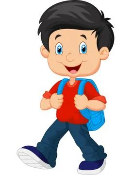 School boy cartoon walking Stock Illustration