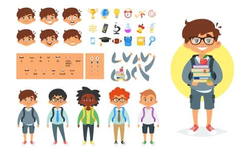 School boy character generator Stock Illustration