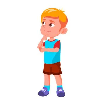 School Boy Cute Child Thinking Something Vector Stockillustratie