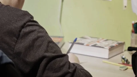 School boy doing homework Stock Footage 117235165