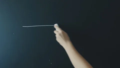 School boy draw line on black school chalkboard. underlining empty space Stock Footage 96091487