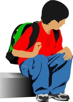 School boy is going to school. Back to school. Vector illustration Stock Illustration