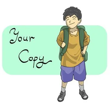 School boy with his school bag illustration vector hand drawn isolated Stock Illustration