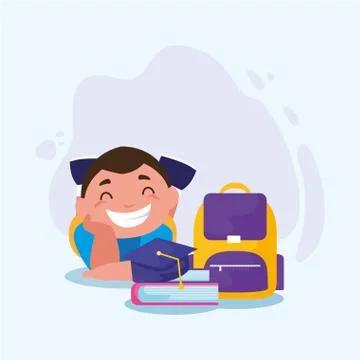 School boy kid with bag vector design Stock Illustration
