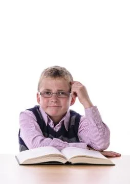 School boy is overwhelmed Stock Photos