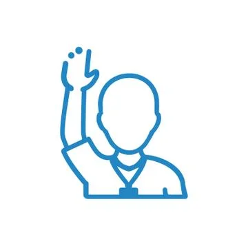 School Boy putting up hand in class to gain attention Stock Illustration