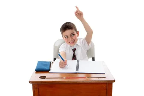 School boy with question or answer Stock Photos