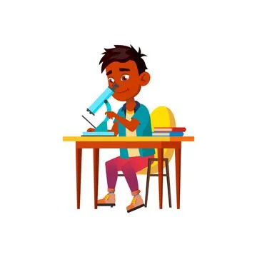 School Boy Scientist Researching In Lab Vector 스톡 일러스트
