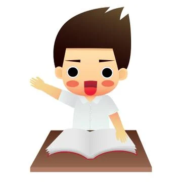 School boy sitting on table Stock Illustration