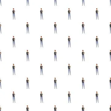 School boy student backpacker learning seamless pattern Stock Illustration