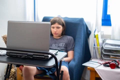 School boy with tablet computer Stock Photos
