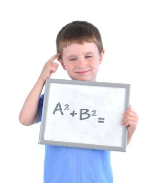 School boy thinking about math answer Stock Photos