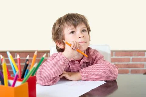 School boy thinking Foto stock