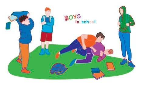 School Boys Behavior イラスト素材