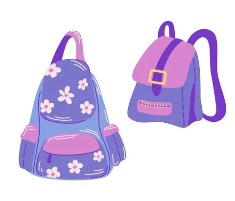 School briefcase. Back to school . Beautiful schoolbag for textbooks with flo Stock Illustration
