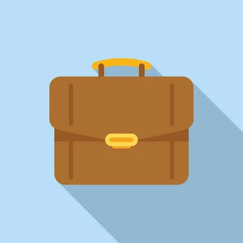 School briefcase icon flat vector. Work bag Stock Illustration