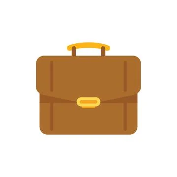 School briefcase icon flat vector. Work bag Stock Illustration