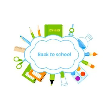 School bubbles with  supplies vector design Stock Illustration