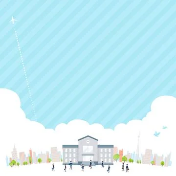 School building and blue sky Ilustración de archivo