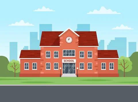 School building. Back to school concept, cute colorful vector illustration in Stock Illustration