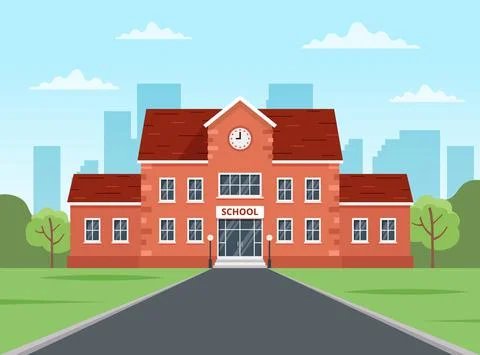School building. Back to school concept, cute colorful vector illustration in Stock Illustration
