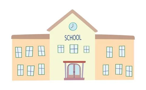School building. Back to school. Vector illustrations in flat style. On the b Stock Illustration