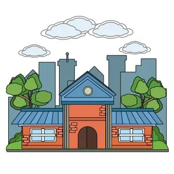 School building cartoon Ilustración de archivo