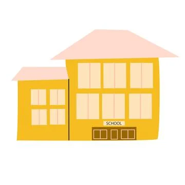 School building cartoon vector illustration isolated on white. Stock Illustration