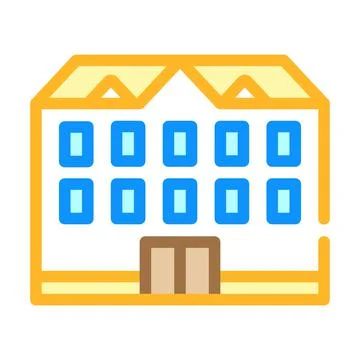 School building color icon vector flat illustration Ilustración de archivo