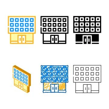 School building color icon vector pack line Ilustración de archivo