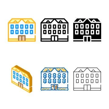 School building color icon vector flat edition Ilustración de archivo