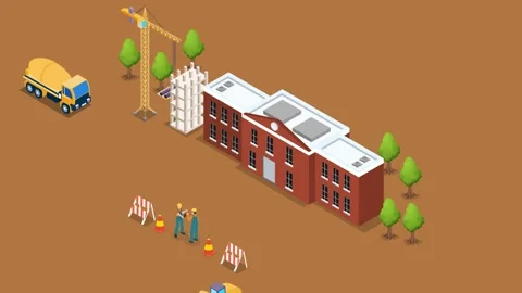 School building construction 3d animation Vídeos de archivo 231828947