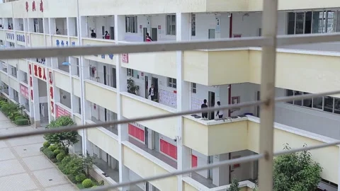 School building corridor Stock Footage 235131129